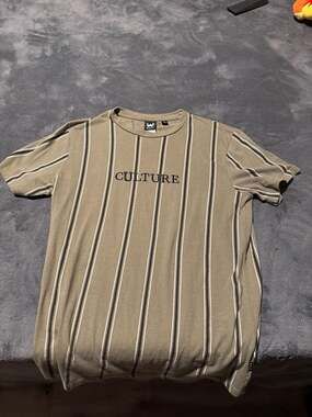 WXYZ Olive Green Striped 'CULTURE' Embroidered Graphic T-Shirt